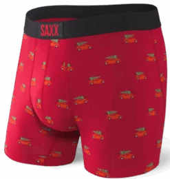 SAXX Ultra Freeagent Boxer Fly Red Holiday Errand