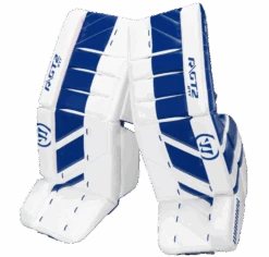 Warrior Ritual GT2 Intermediate Goalie Pads (w/ Knee Pads) -Hockey Supremacy warrior ritual gt2 intermediate goalie pads white blue